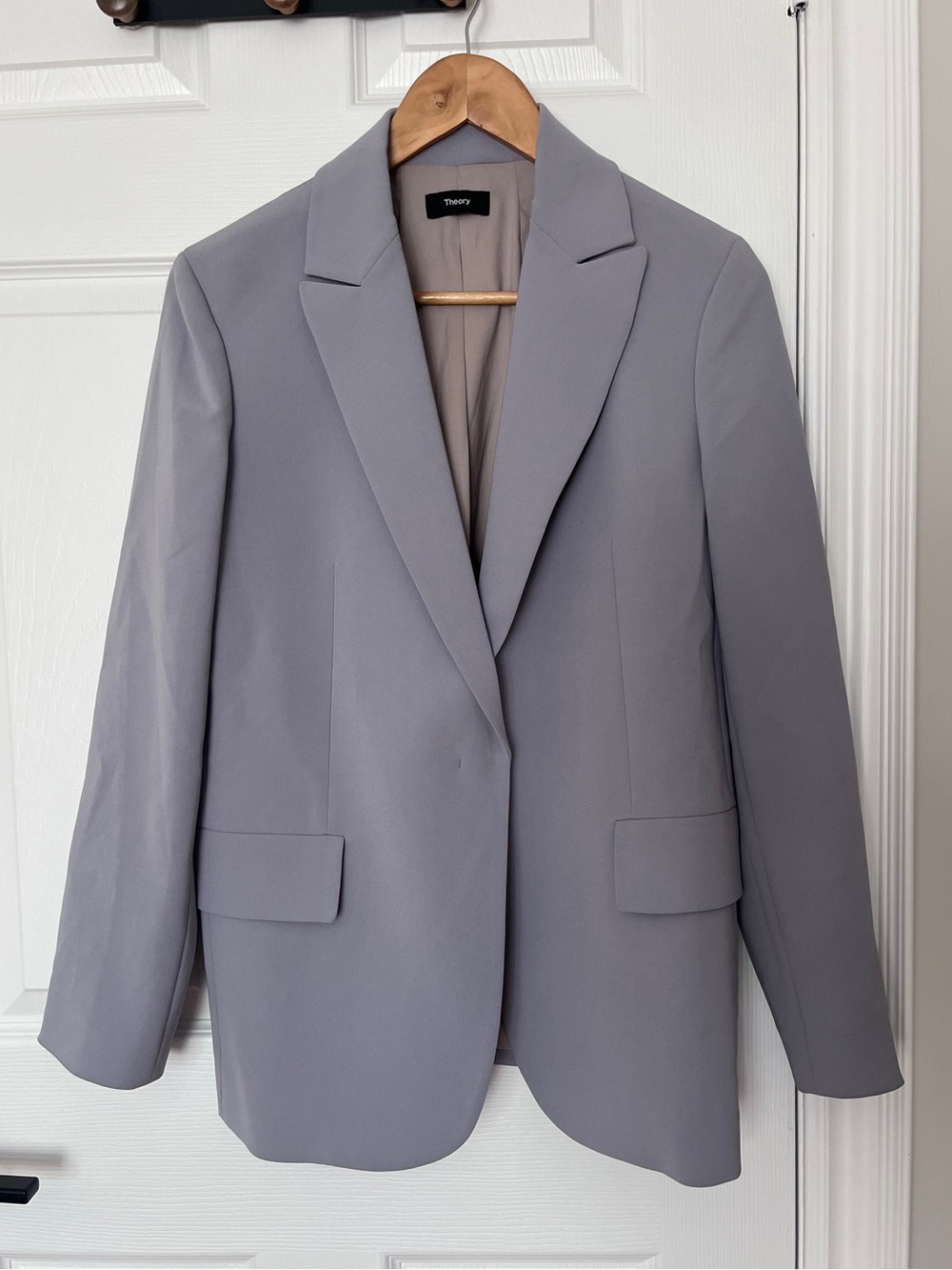 Theory Women's Purple Grey Crepe Blazer